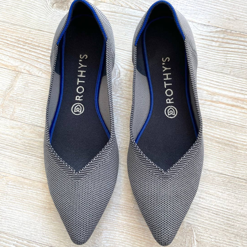 Rothy's | Pointed Toe Flats in Cloud Grey Birdseye 10